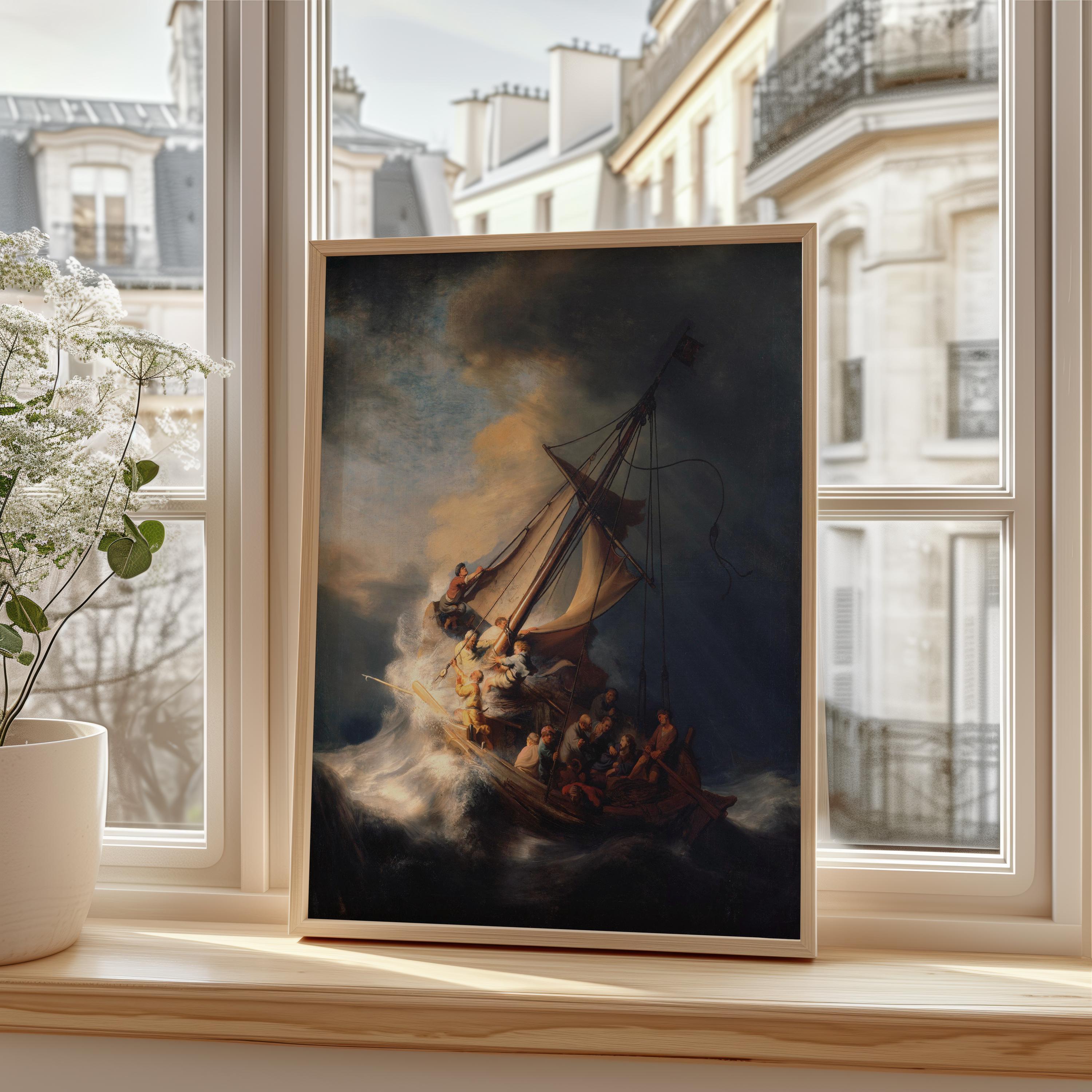 The Storm on the Sea of Galilee Poster, Rembrandt Ship Painting