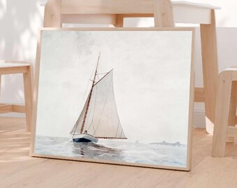 Winslow Homer Sailing Off Gloucester-poster, elegante zeilbootafdruk, vintage nautisch muurdecor, museumposter, premiumposter
