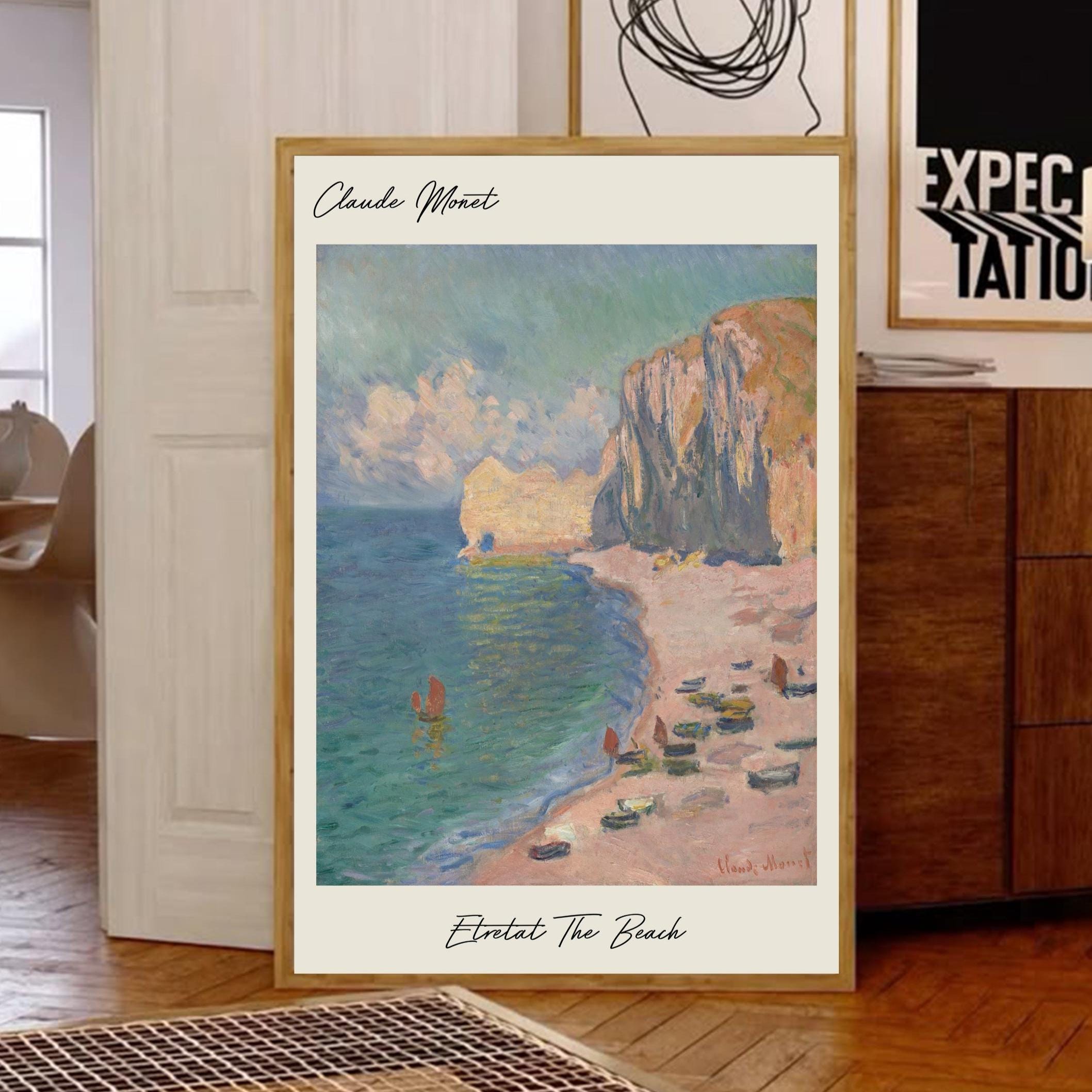 Claude Monet Etretat Beach Art Poster, Vintage Painting, Coastal Scene, Vintage Print,  Museum Poster, Premium poster, Matte Material