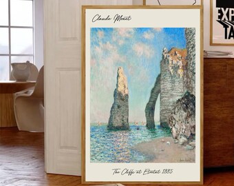 Claude Monet Poster, Claude Monet Poster, The Cliffs  At Étretat 1885 Print, Vintage Print, Museum Poster, Premium poster, Matte Material