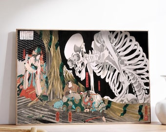 Mitsukuni Defying the Skeleton Ghost | Kuniyoshi Vintage Yokai