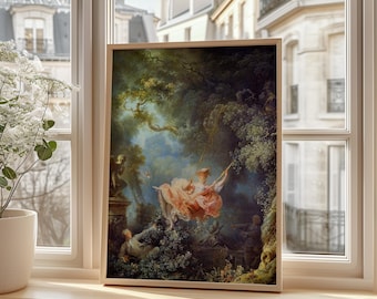 The Swing By Fragonard Poster, Rococo Art Print, Romantic Wall Art, French Vintage Painting, Baroque Decor Gift For Art History Lovers