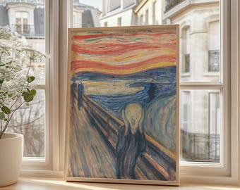 Póster de El Grito de Edvard Munch, Arte mural expresionista, Impresión de pintura famosa, Decoración abstracta de terror, Regalo para amantes del arte