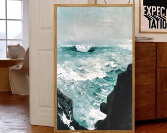 Winslow Homer Poster, Cannon Rock 1895 Poster, Beach House Decoration, Seascape Home Decor, Museum Poster, Premium poster, Matte Material