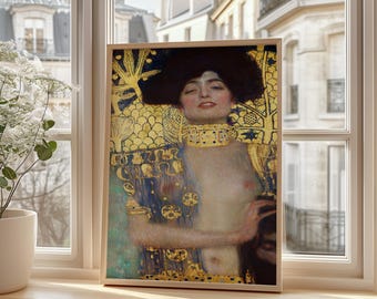 Gustav Klimt Judith Poster, Gold Art Nouveau Wall Art, Feminine Power Decor, Classic Fine Art Print for Elegant Home Walls, Museum Poster