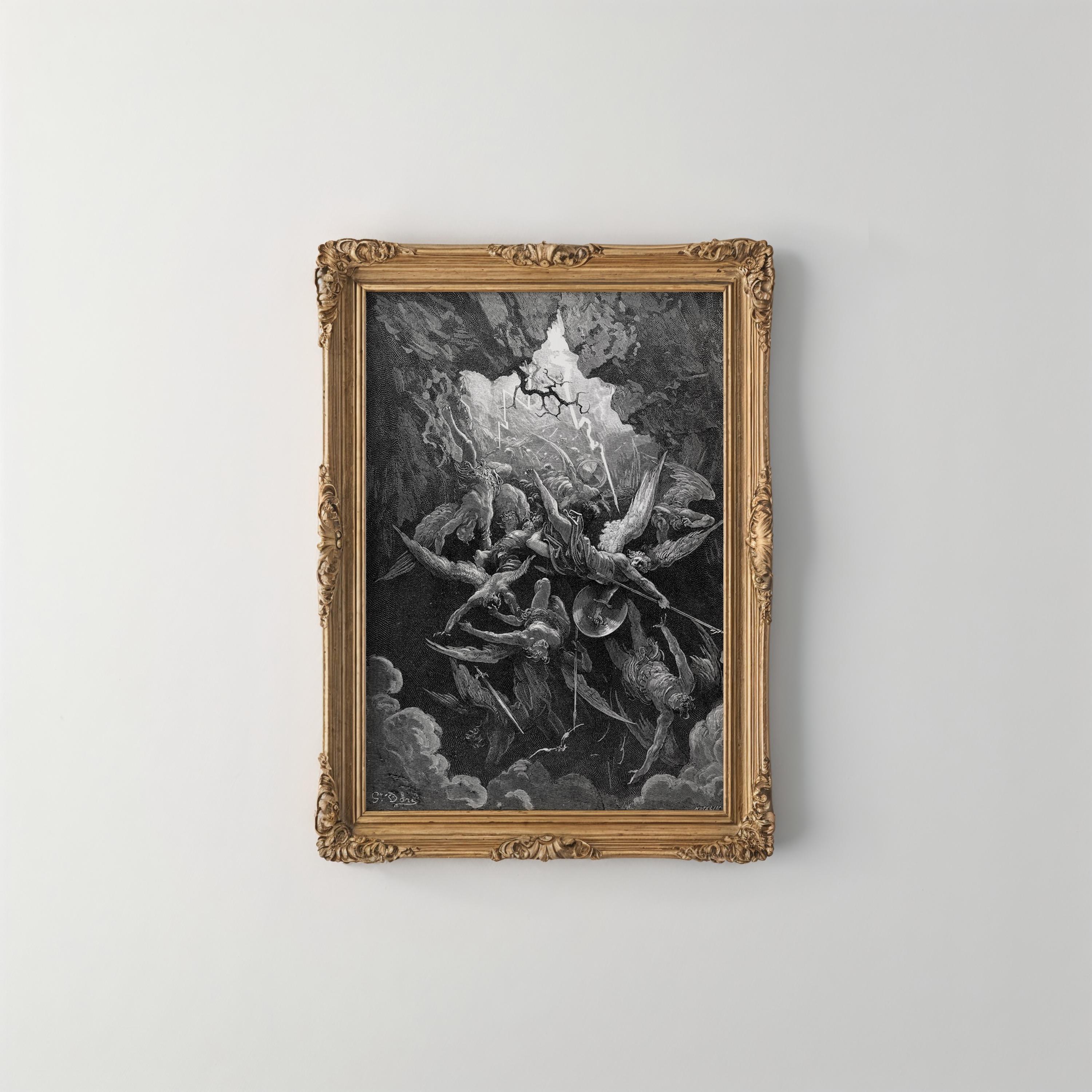 Gustave Doré Hellfall Print – the Mouth of Hell Wall Art – Gothic