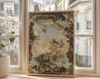 Póster de alegoría barroca de Giovanni Battista, impresión artística de techo vívido, pintura clásica angelical, arte mural mitológico, regalo para amantes del arte.