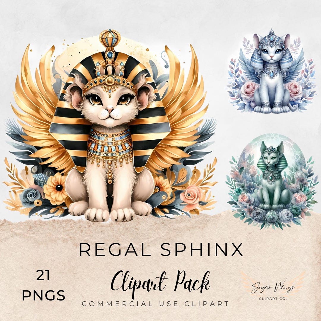 威厳のあるスフィンクスのクリップアートバンドル、31個のPNG