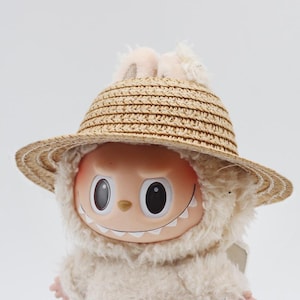 Labubu Straw hat, Labubu Fisherman Hat, 17 cm doll Hat, Doll Makeup Accessories, Suitable for V1/2/3 Models.