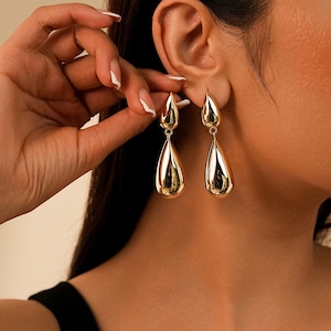 Sterling Silver Water Drop Earrings, Dainty Earrings, Raindrop Earrings, Gold Plated Droplet Earrings, Drop Earrings, Gift for Her