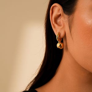 18K Gold Filled Smooth Ball Earrings, Non Tarnish Jewelry, 925 Sterling Silver Earrings, Jewelry for Her, Ball Drop Earrings, Gift for Women