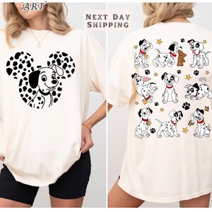 Dalmatian Puppy Shirt, 101 Dogs Disney Graphic Tee, Cute Dog Cartoon T-Shirt, Front and Back Print, Puppy Lover Gift Shirt