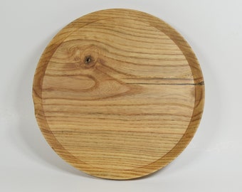 Ash serving platter with notched rim