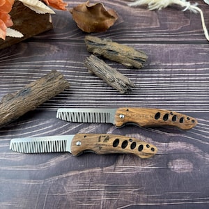 Peigne pliant personnalisé pour barbe mentale, peigne de coiffage pour hommes gravé, cadeau de garçon d'honneur