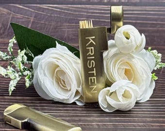 Personalized Brass Toothpick Holder - Custom Engraved Name, Portable Pocket Toothpick Case, Unique Gift for Him