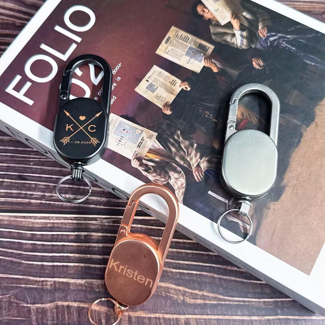 Customizable Retractable Keychains Personalized Retractable Keychain | Engraved Metal Key Holder | Custom ...