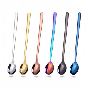 Stainless Steel Long Stirring Spoon | Minimalist Dessert, Ice Cream, Milk Tea Utensil
