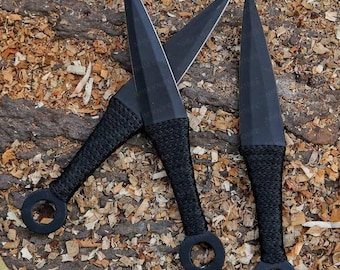 Juego de 3 cuchillos arrojadizos forjados a mano, herramientas para acampar, herramientas de caza, herramientas para lanzar kunai, cuchillo afilado para acampar, cuchillo para botas, regalo para él/ella.