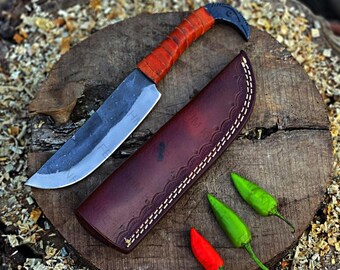 Coltello vichingo in acciaio al carbonio fatto a mano con elsa a forma di testa di corvo, coltello vichingo a forma di corvo, regali per marito, regalo di anniversario per lui, uomini USA