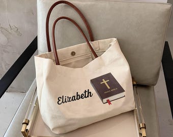 Personalized Christian Gifts For Women, Custom Religious Bags, Bible Verse Floral Bible Verse Bags for Women, Christian Book Tote