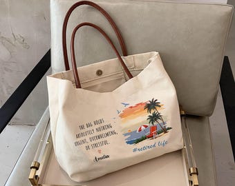 Custom Retired Life Tote Bag, Personalized Retirement Gift For Woman 2026, Retired Appreciation Gifts, Funny Retirement Gifts for Retirees