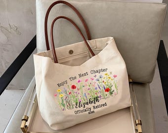 Personalized Retired Life Tote Bag, Custom Happy Retirement Tote Bag, Retirement Gifts for Women 2026 for Coworker, Nurses, Mom,Grandma