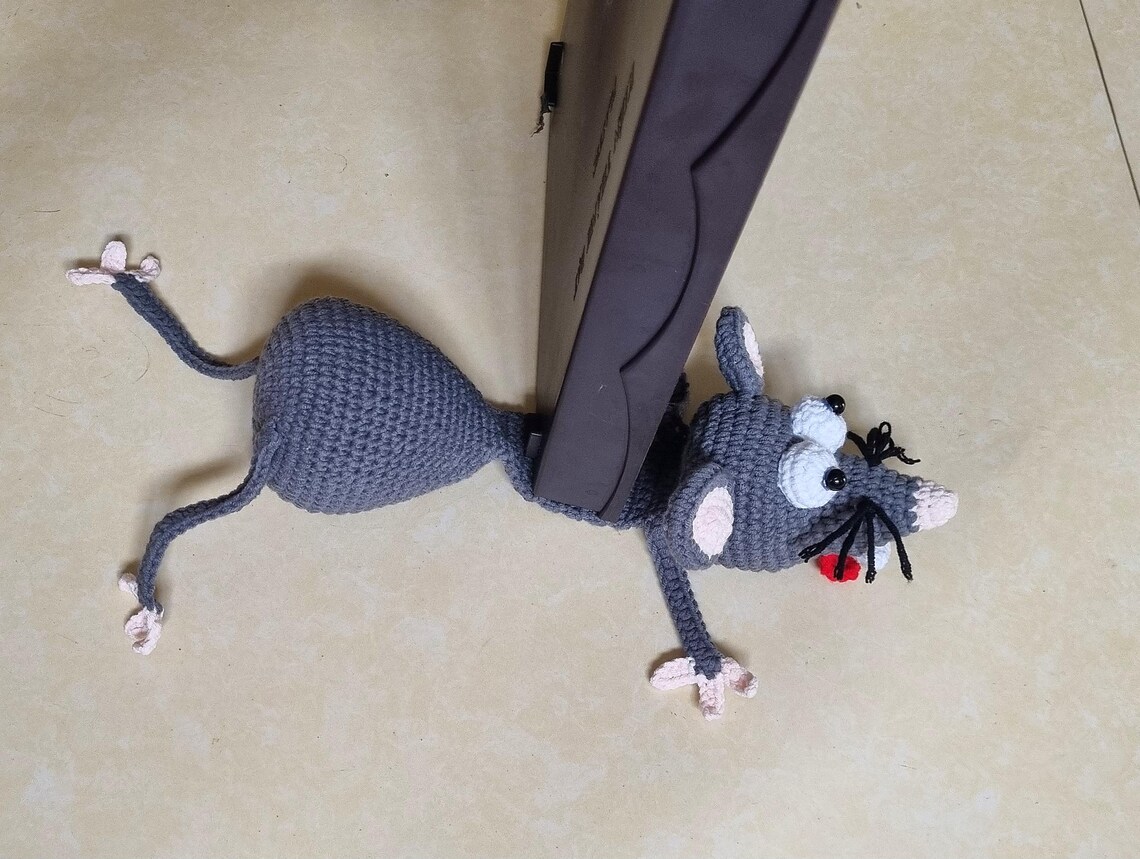 Crochet Rat Pattern, Rat Door Stop Crochet Pattern Pdf, Door Stopper ...