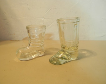 Two vintage Glass Boots
