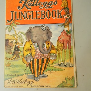 Antique Kelloggs cereal premium 1909 Kelloggs Junglebook