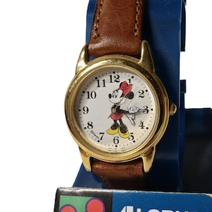 Vintage Lorus Minnie Mouse watch with leather strap