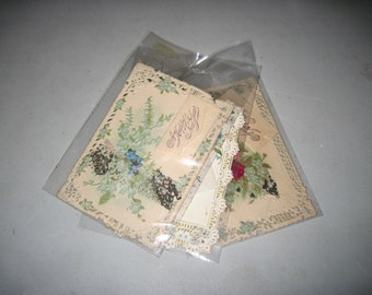 Antique floral lace Victorian Happy New Year cards NOS