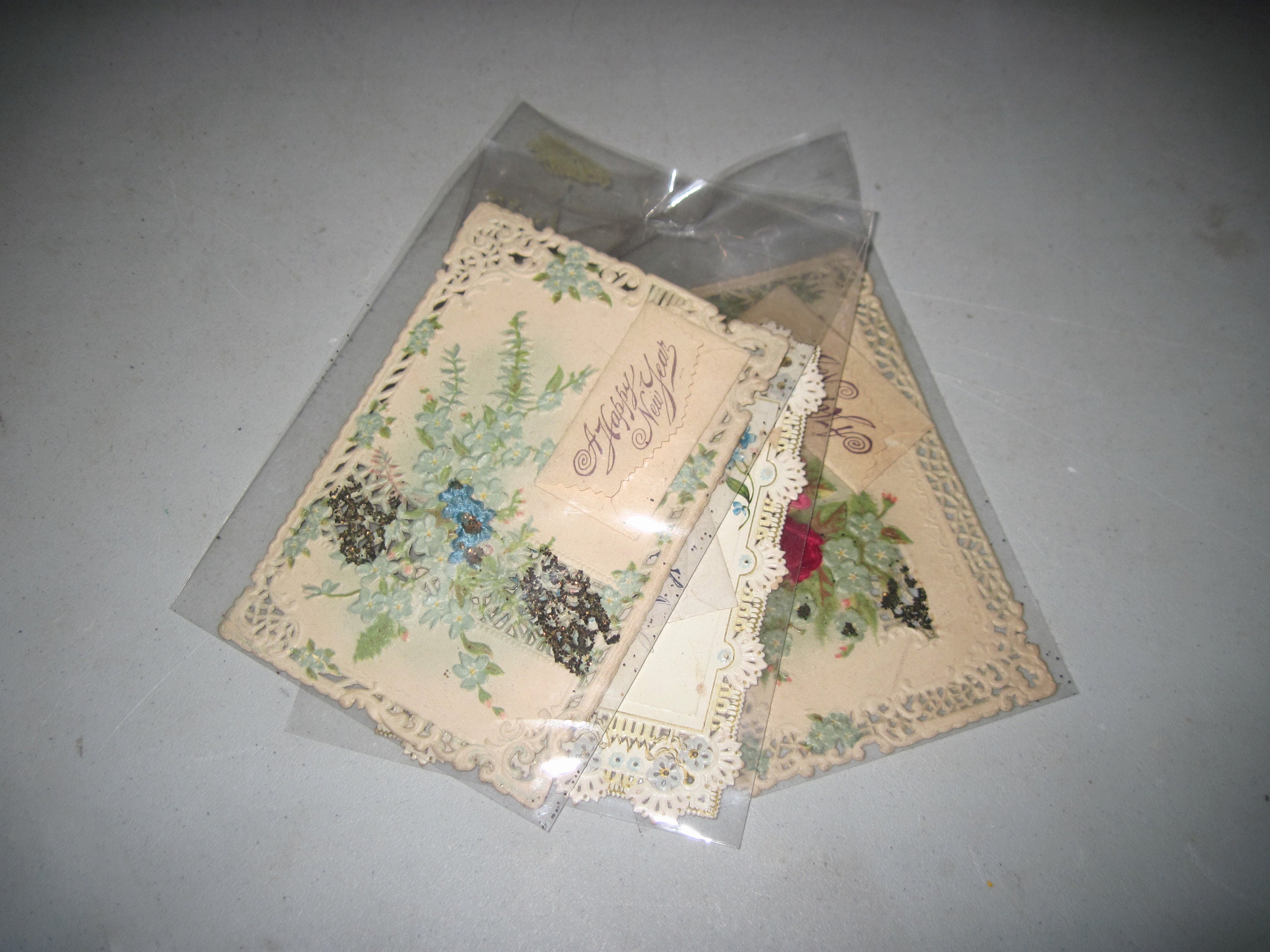 Antique Floral Lace Victorian Happy New Year Cards NOS - Etsy