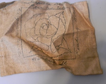 Vintage rug hooking pattern on burlap Rose tea tile by Virginia Heart