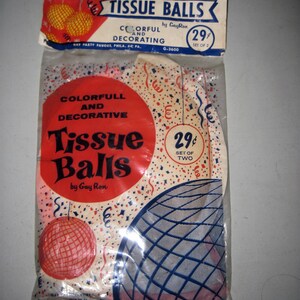 Pair of new old stock Party Tissue Balls decorations