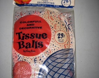 Pair of new old stock Party Tissue Balls decorations