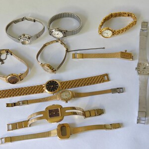 Gold Tone Watch Lot of 3 For Parts And Repair Vintage 3 Watch Lot Broken Parts +++ Gold Bits Assemblage  main image 4