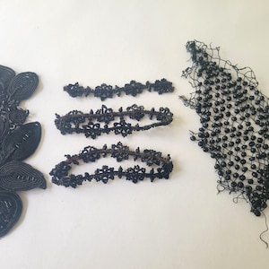 lot of antique black lace trims and pieces