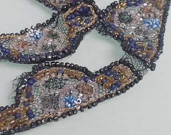 Delicate antique beaded lace trim