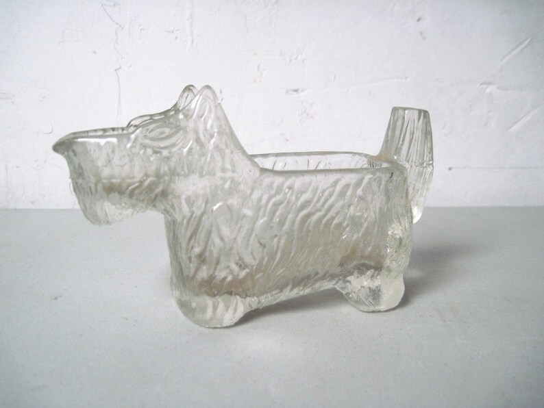 Vintage pressed clear Glass Scottie Dog candy dish bowl Etsy