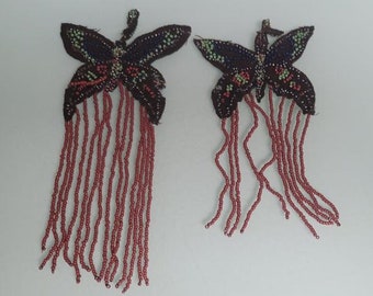 Two antique beaded Butterfly trim
