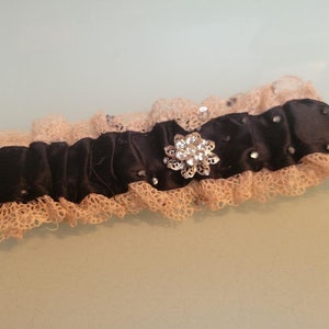 Antique silk lace and rhinestone garter belt