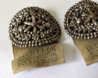 Pair of antique steel cut shoe clips made in France