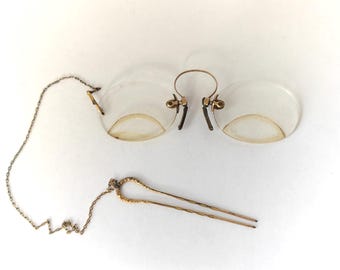 pair antique pince nez eyeglasses spectacles