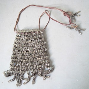 Antique Flapper Glass and metallic beaded Purse