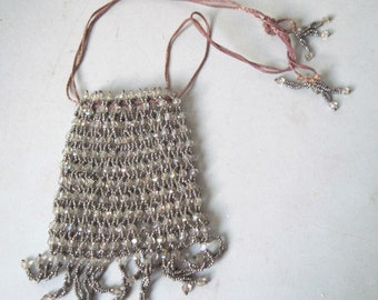 Antique Flapper Glass and metallic beaded Purse