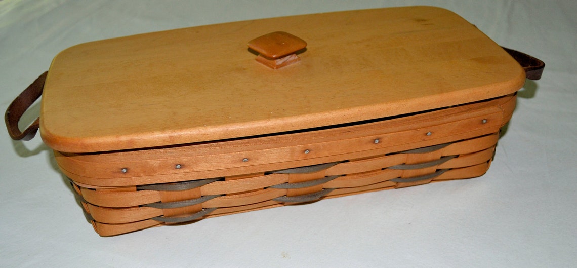 Vintage Longaberger Bread Basket with LId signed Etsy