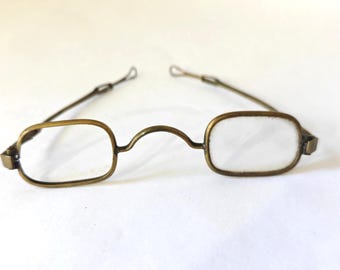 Antique circa 1830 Brass slide temples eyeglasses