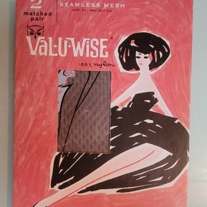 Pair of vintage seamless mesh stockings pantyhose
