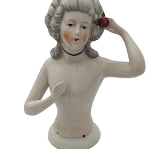 Antique porcelain pincushion Half Doll made in Germany