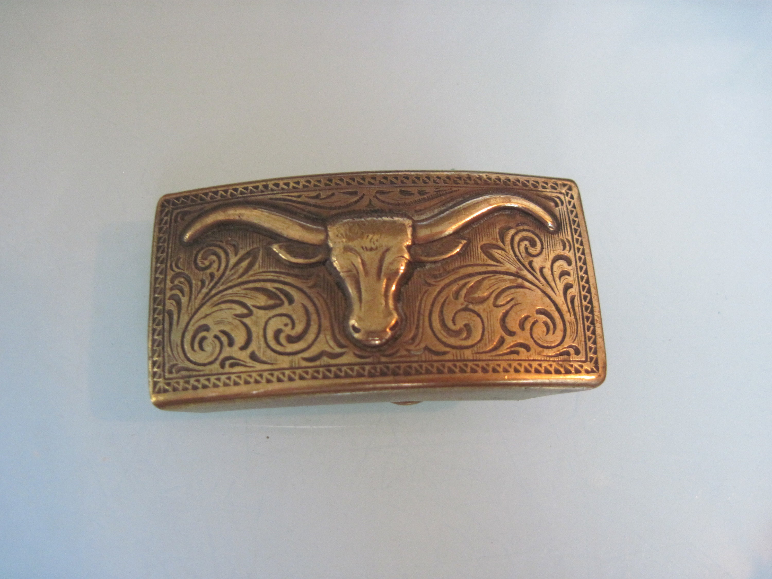 Vintage brass childs western rodeo belt buckle with steer by Etsy